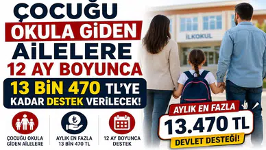 Çocuğu Okula Giden Ailelere 12 Ay Boyunca 13 Bin 470 TL'ye Kadar Destek Verilecek