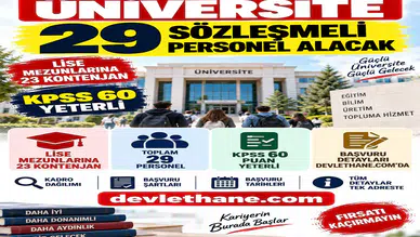 Üniversite 29 Sözleşmeli Personel Alacak: Lise Mezunlarına 23 Kontenjan, KPSS 60 Yeterli
