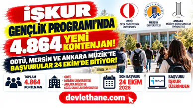 İŞKUR Gençlik Programı’nda 4.864 yeni kontenjan: ODTÜ, Mersin ve Ankara Müzik’te başvurular 24 Ekim’de bitiyor