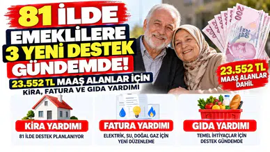 81 İlde Emeklilere 3 Yeni Destek Gündemde! 23.552 TL Maaş Alanlar İçin Kira, Fatura ve Gıda Yardımı