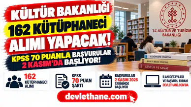 Kültür Bakanlığı 162 kütüphaneci alıyor: KPSS 70 puanla başvurular 2 Kasım’da başlıyor