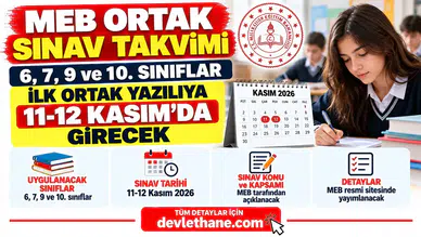 MEB Ortak Sınav Takvimi: 6, 7, 9 ve 10. Sınıflar İlk Ortak Yazılıya 11-12 Kasım'da Girecek