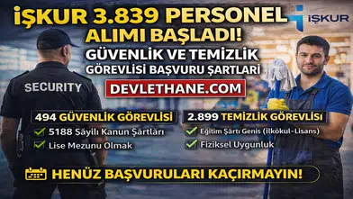 İŞKUR 3.839 Personel Alımı Başladı! Güvenlik ve Temizlik Görevlisi Fırsatı