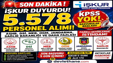 KPSS’siz Dev Alım Başladı! ASHB, DSİ, MEB, OGM, Jandarma ve Sağlık Bakanlığı 5578 İUP Personel Alımı Yapıyor