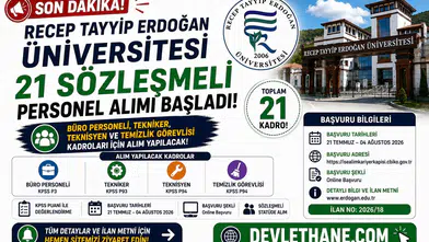 Recep Tayyip Erdoğan Üniversitesi 21 Sözleşmeli Personel Alımı Başladı! Büro Personeli, Tekniker, Teknisyen ve Temizlik Görevlisi Alınacak