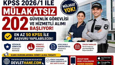 KPSS 2026/1 ile Mülakatsız 202 Güvenlik Görevlisi ve Hizmetli Alımı Başlıyor! En Az 50 KPSS ile Başvuru Yapılabilecek