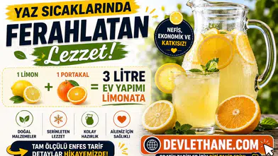 Yaz Sıcaklarında Ferahlatan Lezzet! 1 Limon ve 1 Portakalla 3 Litre Ev Yapımı Limonata Tarifi