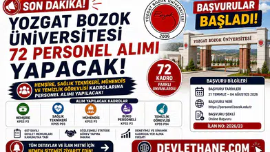 Yozgat Bozok Üniversitesi 72 Personel Alımı Yapacak! Hemşire, Sağlık Teknikeri, Mühendis ve Temizlik Görevlisi Başvuruları Başladı