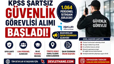 KPSS Şartsız Güvenlik Görevlisi Alımı Başladı! İŞKUR'dan 1.064 Personel İstihdam Edilecek