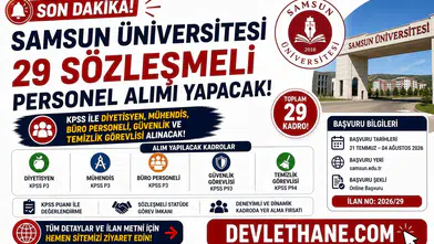 Samsun Üniversitesi 29 Sözleşmeli Personel Alımı Yapacak! KPSS ile Diyetisyen, Mühendis, Büro Personeli, Güvenlik ve Temizlik Görevlisi Alınacak