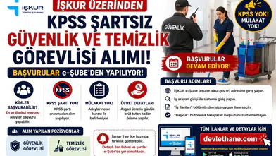 İŞKUR Üzerinden KPSS Şartsız Güvenlik ve Temizlik Görevlisi Alımı! Başvurular e-Şube’den Yapılıyor