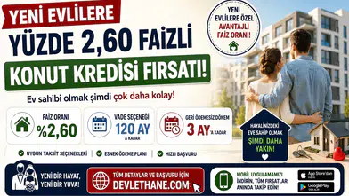 Yeni Evlilere Yüzde 2,60 Faizli Konut Kredisi Fırsatı! 120 Ay Vade ve 3 Ay Erteleme Seçeneği Açıklandı