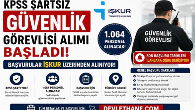 KPSS Şartsız Güvenlik Görevlisi Alımı Başladı! İŞKUR Üzerinden 1.064 Personel Alınacak