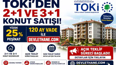 TOKİ’den 2+1 ve 3+1 Konut Satışı: Yüzde 25 Peşinat, 120 Ay Vade ile Açık Teklif Süreci Başladı