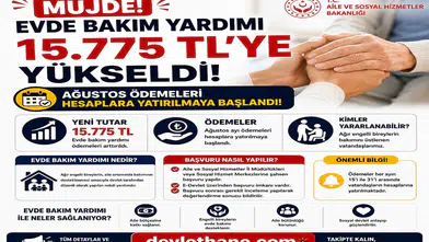 Evde Bakım Yardımı 15.775 TL’ye Yükseldi: Ağustos Ödemeleri Hesaplara Yatırılmaya Başlandı