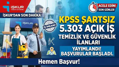 İŞKUR’da KPSS Şartsız 5.303 Açık İş: Temizlik ve Güvenlik İlanları Yayımlandı