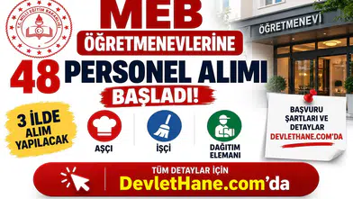 MEB Öğretmenevlerine 48 Personel Alımı Başladı! 3 İlde Aşçı, İşçi ve Dağıtım Elemanı Alınacak