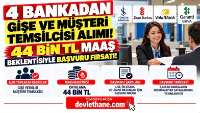 4 Bankadan Gişe ve Müşteri Temsilcisi Alımı! 44 Bin TL Maaş Beklentisiyle Başvuru Fırsatı