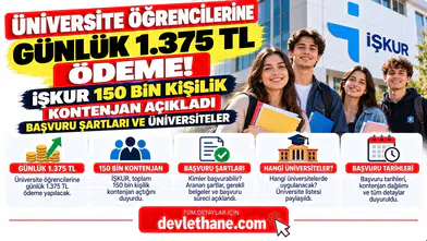 Üniversite Öğrencilerine Günlük 1.375 TL Ödeme! İŞKUR 150 Bin Kişilik Kontenjan Açıklaması Yaptı: Başvuru Şartları ve Üniversiteler