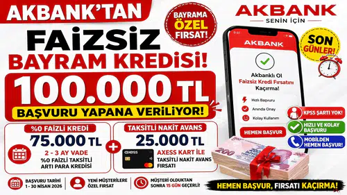 Akbank’tan Faizsiz 100 Bin TL Bayram Kredisi! Mobil Başvuru ile Anında Fırsat