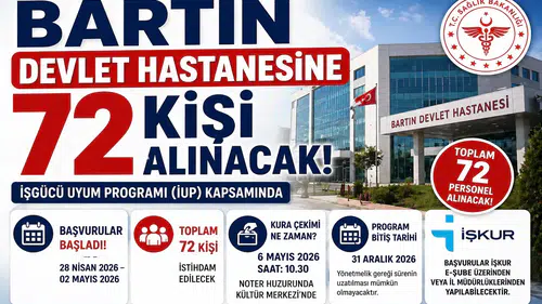 Bartın Devlet Hastanesi’ne 72 Personel Alımı Başladı! İŞKUR İUP Başvuru Detayları Açıklandı