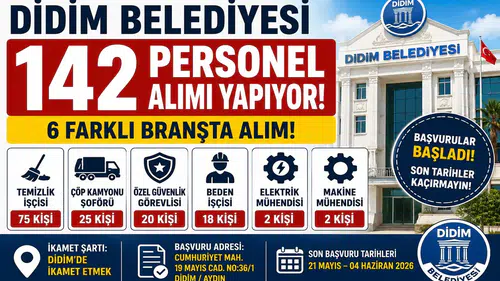 Didim Belediyesi 142 Personel Alımı Yapıyor! Temizlik İşçisi, Güvenlik ve Şoför Alımı Başladı