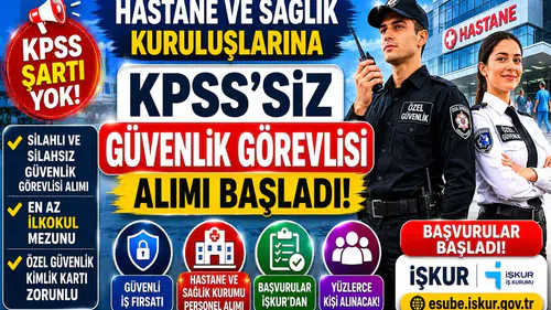 Hastane ve Sağlık Kuruluşlarına KPSS’siz Güvenlik Görevlisi Alımı Başladı! Başvurular İŞKUR’dan Yapılıyor