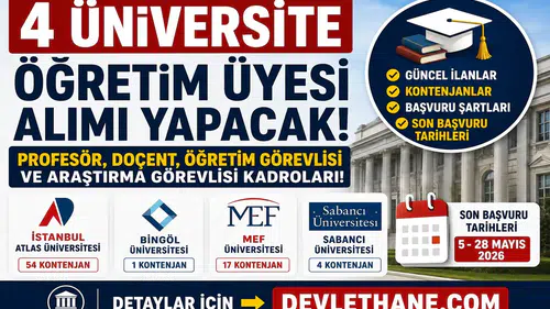 4 Üniversite Akademik Personel Alımı Yapacak! Profesör, Doçent ve Öğretim Görevlisi Kadroları Açıldı