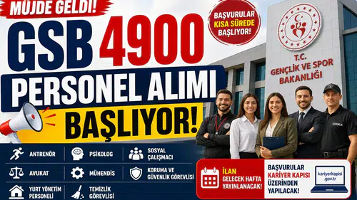 GSB 4900 Personel Alımı Başlıyor! Başvuru Tarihi ve Kadrolar Açıklandı