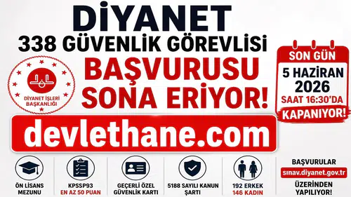 Diyanet’in 338 Güvenlik Görevlisi Alımında Son Saatler! Başvurular Bugün Sona Eriyor