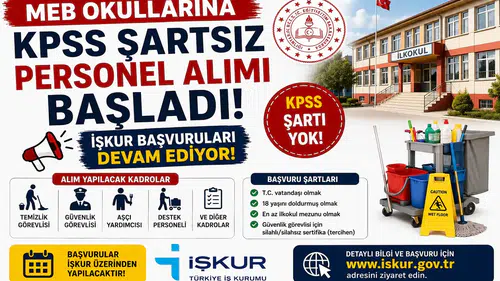 MEB Okullarına KPSS Şartsız Personel Alımı Başladı! İŞKUR Başvuruları Alınıyor