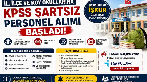 İl, İlçe ve Köy Okullarına KPSS Şartsız Personel Alımı Başladı! İŞKUR Başvuruları Devam Ediyor