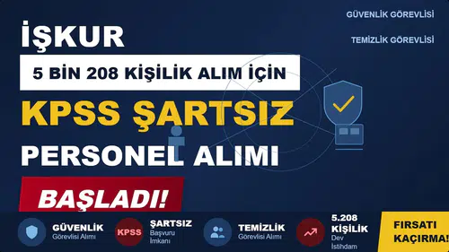KPSS'siz İŞKUR'dan Dev Alım: 5 Bin 208 Güvenlik ve Temizlik Görevlisi Aranıyor