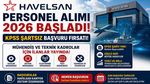 HAVELSAN Personel Alımı 2026 Başladı! KPSS Şartsız Başvuru Fırsatı, Mühendis ve Teknik Kadrolar İçin İlanlar Yayında