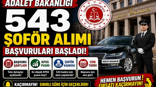 Adalet Bakanlığı 543 Şoför Alımı Başvuruları Başladı! İşte Başvuru Şartları, KPSS Puanı ve Son Tarih
