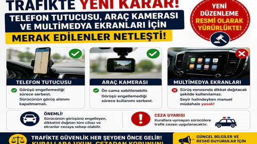Telefon Tutucusu, Araç Kamerası ve Multimedya Ekranları İçin Yeni Karar! Trafikte Merak Edilenler Netleşti