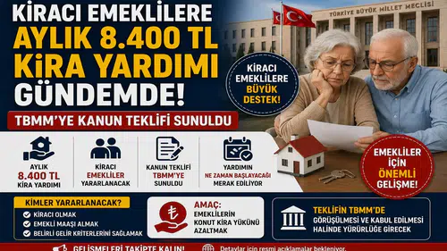 Kiracı Emeklilere Aylık 8.400 TL Kira Yardımı Gündemde! TBMM’ye Kanun Teklifi Sunuldu