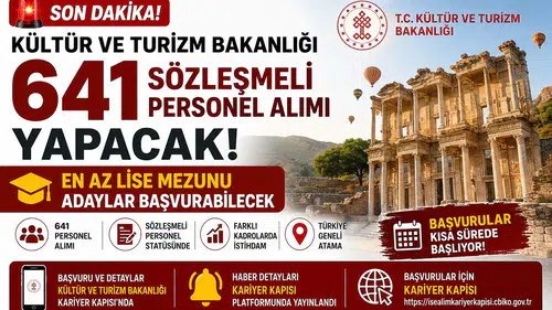 Kültür ve Turizm Bakanlığı 641 Sözleşmeli Personel Alımı Yapacak! En Az Lise Mezunu Adaylar Başvurabilecek