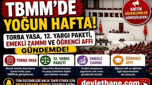 TBMM'de Yoğun Hafta! Torba Yasa, 12. Yargı Paketi, Emekli Zammı ve Öğrenci Affı Gündemde