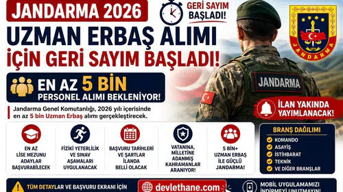 Jandarma 2026 Uzman Erbaş Alımı İçin Geri Sayım Başladı! En Az 5 Bin Personel Alımı Bekleniyor