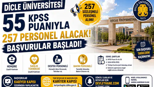 Dicle Üniversitesi 55 KPSS Puanıyla 257 Personel Alacak! Başvurular Başladı