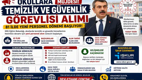 Okullara Temizlik ve Güvenlik Görevlisi Alımı Müjdesi! 81 İlde Yeni Personel Dönemi Başlıyor