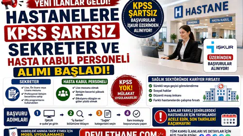 Hastanelere KPSS Şartsız Sekreter ve Hasta Kabul Personeli Alımı Başladı! İŞKUR Üzerinden Başvurular Alınıyor