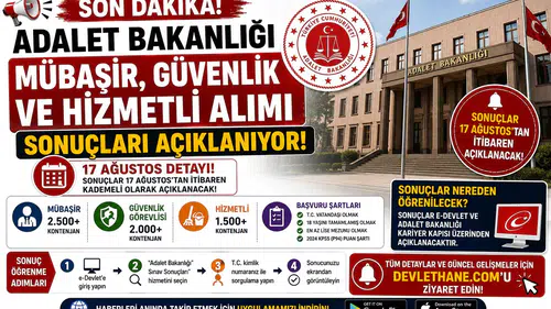 Adalet Bakanlığı Mübaşir, Güvenlik ve Hizmetli Alımı Sonuçları Açıklanıyor! 17 Ağustos Detayı