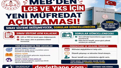 MEB’den LGS ve YKS İçin Yeni Müfredat Açıklaması: Sınav Sistemi Değişmeyecek, Sorular Güncellenecek