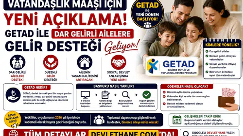 Vatandaşlık Maaşı İçin Yeni Açıklama: GETAD ile Dar Gelirli Ailelere Gelir Desteği Geliyor