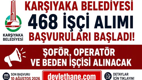 Karşıyaka Belediyesi 468 İşçi Alımı Başvuruları Başladı! Şoför, Operatör ve Beden İşçisi Alınacak