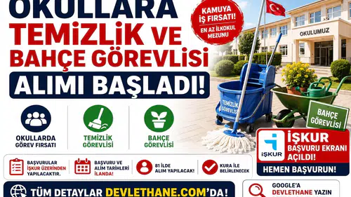 Okullara Temizlik ve Bahçe Görevlisi Alımı Başladı: İŞKUR Başvuru Ekranı Açıldı
