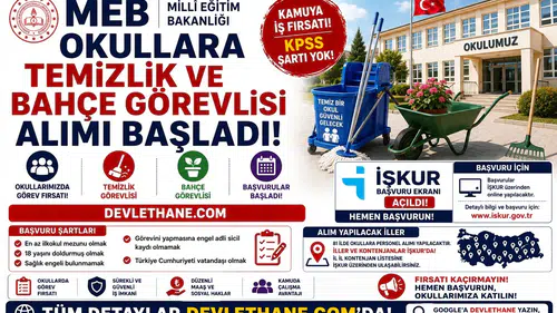 MEB Okullara Temizlik ve Bahçe Görevlisi Alımı Başladı: İŞKUR Başvuru Şartları ve İller