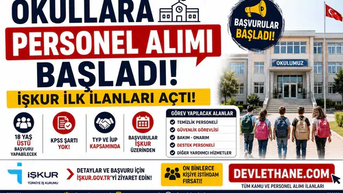 Okullara Personel Alımı Başladı! İŞKUR İlk İlanları Açtı: 18 Yaş Üstü Başvuru Yapabilecek
